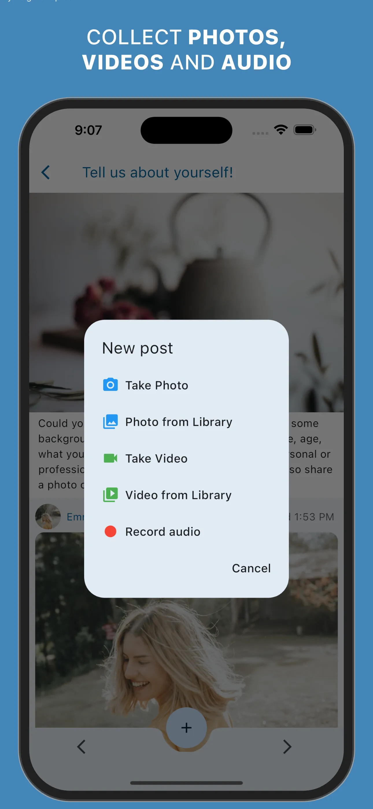 collect photos, videos and audio